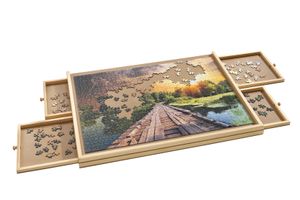 Holz Puzzlebrett für 1000 Teile mit 4 Schubladen - 70 x 50 cm - Puzzle Tisch Unterlage ausziehbar