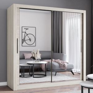 Schwebetürenschrank Kleiderschrank Schrank 203cm Sonoma/Sonoma mit zwei Spiegeln MILAN Schwebetürenschrank Kleiderschrank Schrank 203cm Sonoma/Sonoma mit zwei Spiegeln MILAN