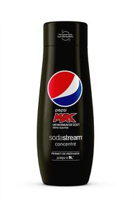 SodaStream ochutený nápojový koncentrát PEPSI MAX, 440 ml na prípravu až 9 litrov nápoja, neobsahuje alergény,obsahuje kofeín.
