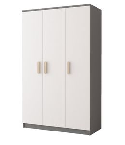 Drehtürenschrank Kleiderschrank Schrank 120cm GRAU/WEISS-GRIFFE SONOMA - JONAS 19