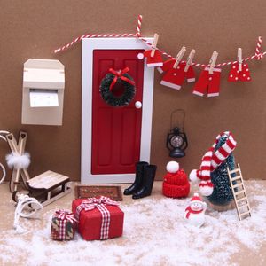 YisibaihTao Gnome Door Set, miniaturní příslušenství pro skřítky, kompletní sada vánočních skřítků, miniaturní zahradní nábytek, vánoční dekorace, 1#