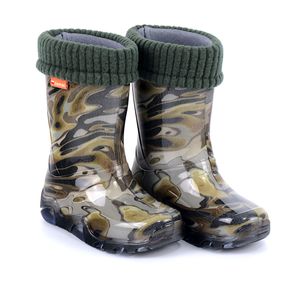 DEMAR Dětské boty do deště s vložkou Stormer Camouflage Lined 24/25