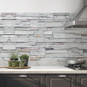 Küchenrückwand selbstklebend Steinwand Fliesenspiegel Folie - mehrere Größen - Breite: 400cm x Höhe: 60cm - Stärke: PVC Folie 0,17mm - für GLATTE und EBENE Oberflächen