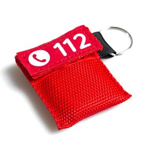 FLEXEO Beatmungstuch als Schlüsselanhänger DIN 13154 Beatmungsmaske CPR Beatmungsschutz, rot, 12 Stück
