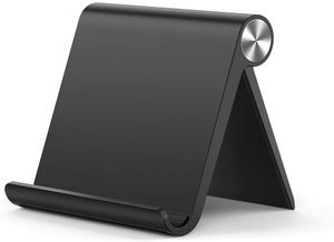 Handyhalter, Desktop-Handy-Ständer und Tablet-Ständer mit verstellbarem Winkel (schwarz)