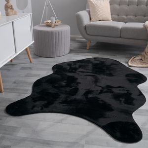 TT Home Wohnzimmer Teppich Unifarben Flauschig Modern Kunstfell Kurzflor Größe 60x90 cm Fell-Form