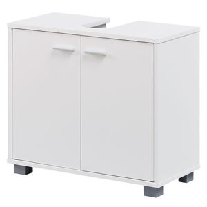 Design Waschbeckenunterschrank WL1.344 Badunterschrank mit 2 Türen Weiß | Kleiner Schrank Badezimmer 60 cm Breit | Badschrank Waschbecken Stehend | Bad Aufbewahrung | Waschtischunterschrank