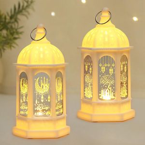 2 Stück Ramadan Deko Lampe,Eid Mubarak Laterne Mond Stern Dekoration,Ramadan Dekoration Muslimische Festival Dekorative,Weiß