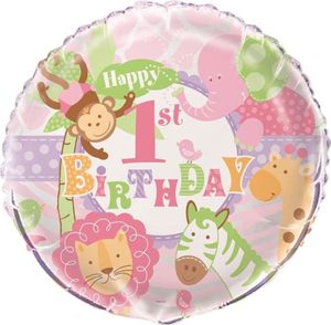 Tiere - Folienballon, 1. Geburtstag - Folie SG30384 (Einheitsgröße) (Bunt)