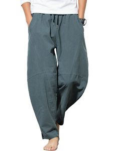 Herren Lockere Freizeithose Aus Baumwolle Und Leinen Mode Pluderhosen Lockere Hose Mit Weitem Bein Lässig,Farbe:Grau,Größe:3Xl