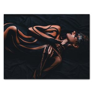 Leinwandbild Models, Querformat, liegende Frau mit Bodypainting M0283 – Klein - (40x30cm)
