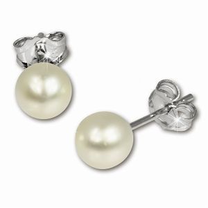 SilberDream Ohrstecker für Damen Silber schwarz Perle Ohrringe 5,5mm SDO106W