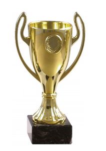 Pokal gold aus Kunststoff mit Marmorsockel Pokalgröße - 21 cm