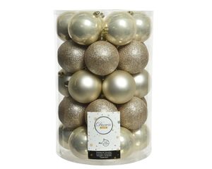 Weihnachtskugeln Kunststoff 8cm 34er Set - Perle