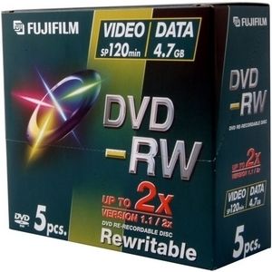 Fujifilm DVD-RW jewelcase 2x 5 pack, -5 - 55 °C, 10 - 95