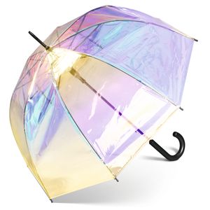 Happy Rain Long AC Domeshape Shiny Automatik Regenschirm Schirm 40979