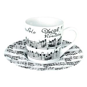 Könitz Vivaldi Libretto Weiß Espresso Set, 2 tlg., Espresso Tasse, Becher, Porzellan, 85 ml, 11 5 053 1890