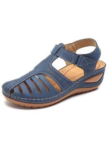 Damen Sommermode Sandalen Hohl Muller Schuhe Bequeme Runde Zehenschuhe,Farbe:Blau,Größe:39