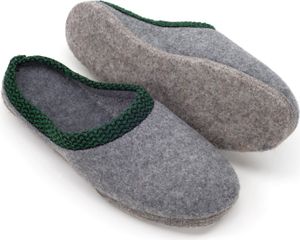 PANTOFFELMANN Filzpantoffeln Filzsohle Herren Damen hochwertige Filzlatschen Pantoffel Hausschuhe grau 37/38