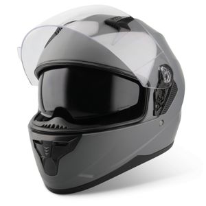 VINZ Kennet Integralhelm mit Sonnenblende | Motorrad Helm Vollvisierhelm Mopedhelm ECE 22.06 | Motorradhelm Full-Face Helme | für Damen & Herren | In Gr. XS-XXL - Titanium | XL (61 - 62 cm)