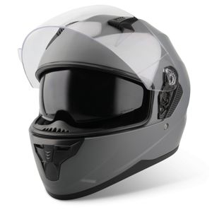 VINZ Kennet Integralhelm mit Sonnenblende | Motorrad Helm Vollvisierhelm Mopedhelm ECE 22.06 | Motorradhelm Full-Face Helme | für Damen & Herren | In Gr. XS-XXL - Titanium | XXL (63 - 65 cm)