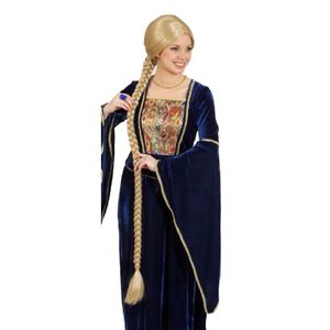 Rapunzel Perücke blond mit XXL Zopf geflochten 110 cm lang für Damen