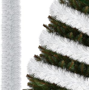 SPRINGOS Vianočná girlanda na stromček dvojfarebná bielo-strieborná 7 cm x 6 m vianočná girlanda Vianočná dekorácia