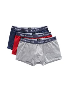 TOM TAILOR Herren Boxershorts, 3er Pack - Hip Pants, Buffer G4, Boxer Brief, Uni Grau/Rot/Dunkelblau M