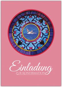 4x Klassische Einladung zur Konfirmation für Mädchen mit Taube