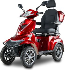 Elektrický skútr pro seniory BILI BIKE SHINO QUADRO G4 se silničním průkazem, čtyřkolka, 1000 W, 60V 20Ah, 25 km/h, červený