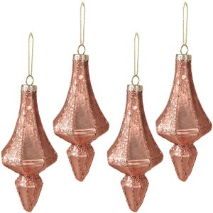 Clayre & Eef Weihnachtskugel 4er Set Ø 6 cm Rosa Glas