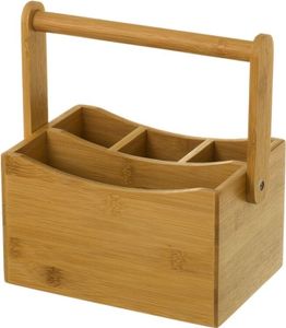 D,home - Rustikaler brauner tragbarer Besteckkasten of Bambus of 20x14x12 cm