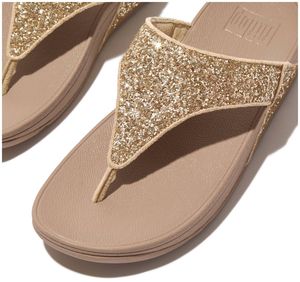 Fitflop Lulu Glitzer Damen Gummizehenstegsandalen mit Kristallkomfort in Beige – 6 UK - 39 EU - 8 US / Golden Beige