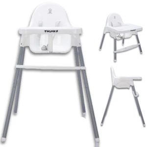 Twinky 2-in-1-Hochstuhl ECO – Verstellbarer Hochstuhl mit Esstisch und Tablethalter für Babys und Kinder – rutschfeste Beine – Weiß Twinky 2-in-1-Hochstuhl ECO – Verstellbarer Hochstuhl mit Esstisch und Tablethalter für Babys und Kinder – rutschfeste Beine – Weiß