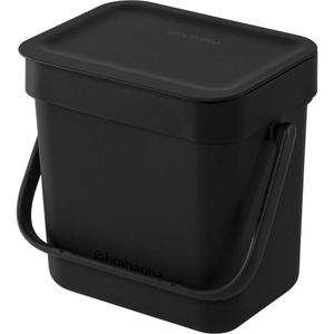 Brabantia Sort & Go Lebensmittelabfalleimer (3 l / grau), Kleiner Kompostbehälter für die Arbeitsplatte, mit Griff und abnehmbarem Deckel, leicht zu reinigen