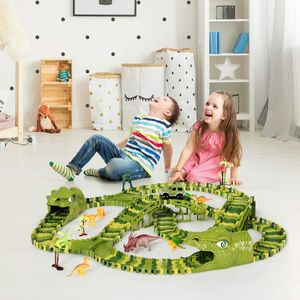GOPLUS Dinosaurier Rennstrecken-Set, Rennbahn für Kinder ab 3 Jahren, Autobahn mit 240 Stücke/8 Dinosaurier/Rennauto/4 Bäume, Tracks Bahn Biegbar, Geschenk für Jungen oder Mädchen GOPLUS Dinosaurier Rennstrecken-Set, Rennbahn für Kinder ab 3 Jahren, Autobahn mit 240 Stücke/8 Dinosaurier/Rennauto/4 Bäume, Tracks Bahn Biegbar, Geschenk für Jungen oder Mädchen