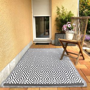 Outdoor Teppich Rhombs Grau Weiß 120x180cm