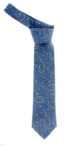 Krawatte Seide 146cm/8cm  Paisley blau Blumen Floral Schlips Binder Tie