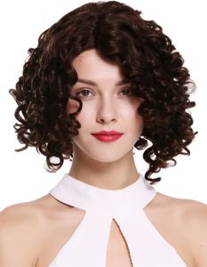 WIG ME UP Perücke Echthaar Lace Mono Locken Scheitel Schwarzbraun UR-018-HH-MF-2