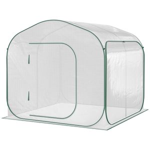 Outsunny Pop-up-Gewächshaus 2 x 2 m – Gartengewächshaus 4,33 m² Überwinterungsgewächshaus – Aufrollbare Tür mit Reißverschluss – Transporttasche im Lieferumfang enthalten – PE Weiß Grün