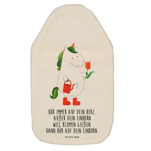 Mr. & Mrs. Panda Wärmflasche Einhorn Gärtner - Weiß - Geschenk, Einhörner, Wärmflaschenbezug, Einhorn Deko, Wärmflasche mit Bezug, Kinderwärmflasche, Wärmekissen, Freude