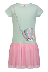 Happy Girls® Mädchen Jersey Kleid Tüll-Rock, Größe:128, Präzise Farbe:Eis Blau