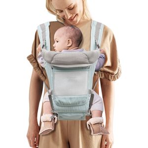 dětské nosítko 6 v 1 od narození ergonomický batoh na břicho (světle zelený) pro 3-15kg kojence a batolata