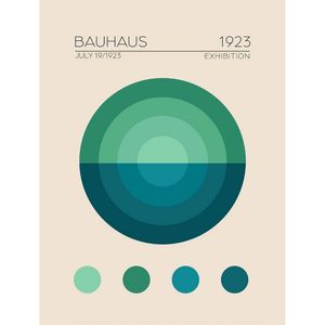 Emel Tunaboylu - bedruckt "Bauhaus Mavi Daire" PM7521 (40 cm x 30 cm) (Beige/Grün/Blau)