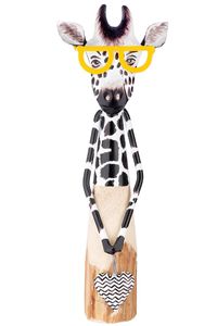 Holz/ Metall Giraffe "Lawrence" mit gelber Brille, Höhe 30cm, von Gilde