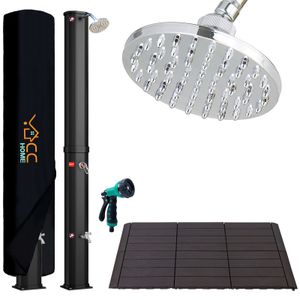 CCLIFE Solardusche mit Kunststoffbodenplatte und Handbrause 35L Solar Gartendusche Pooldusche Regendusche Außendusche schwarz