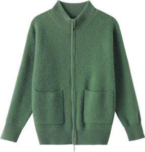 Weicher und warmer Damen-Cardigan, XL, dunkles Olivgrün