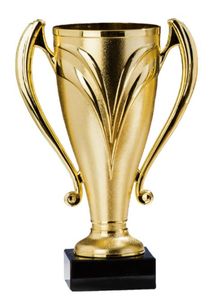 Pokal gold aus Kunststoff mit Marmorsockel Pokalgröße - 22 cm