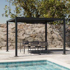 sweeek - Bioklimatische Pergola, Aluminium und Stahl, 3x3 m, verstellbare Lamellen - Anthrazit