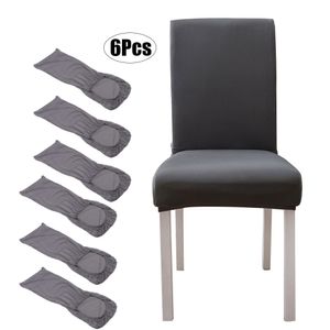 Stuhlhusse 6er-Set Stuhlbezug Elastisch Stuhlüberzug Stretch Grau Schonbezug Husse für Esszimmer Wohnzimmer